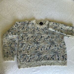 Intricate Woven Knit Fuzzy Sweater